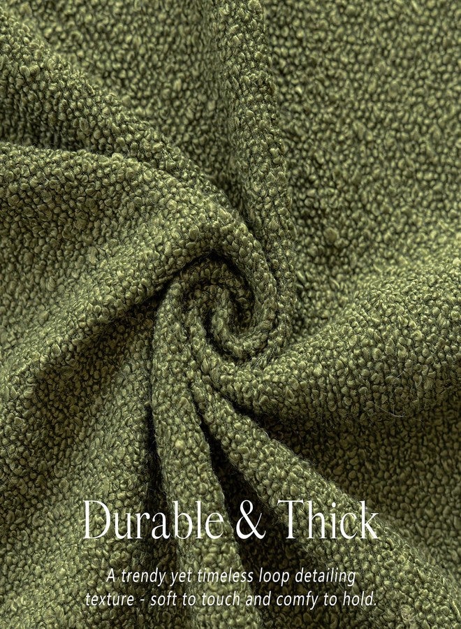 Foindtower Textured Boucle Throw Pillow Covers Accent Solid Pillow Cases Cozy Soft Decorative Couch Cushion Case for Chair Sofa Bedroom Living Room Home Decor, 20 x 20 Inch,Green - Image 2